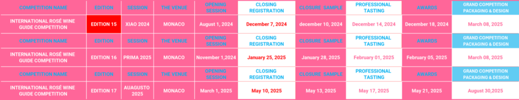 COMPETITIONS schedule 2024-2025